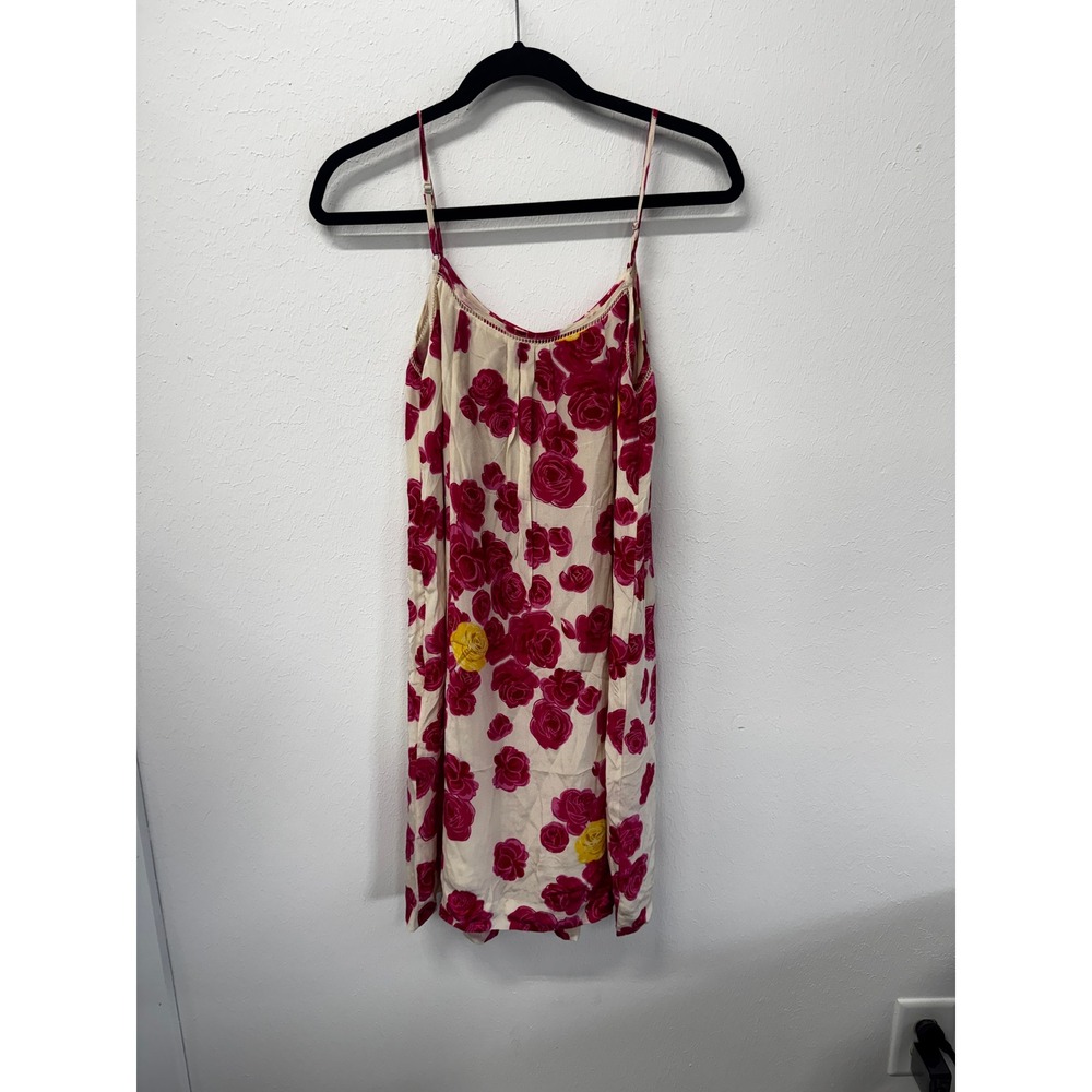 Anthropologie Moulinette Soeurs 100% Silk Magenta Rose Floral Slip Dress Sz 4 - Picture 7 of 15